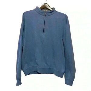 PETER MILLAR  1/4 Zip Long Sleeve Blue Pullover Men's Size Large